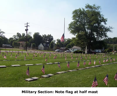 View of Military section of Pine Street Cemetery