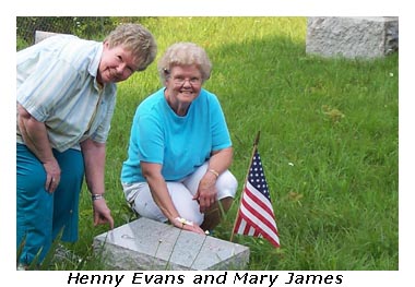 Henny Evans & Mary James at tombstone