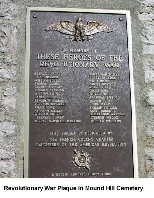 Revolutionary War Plaque in Mound Hill Cemetery