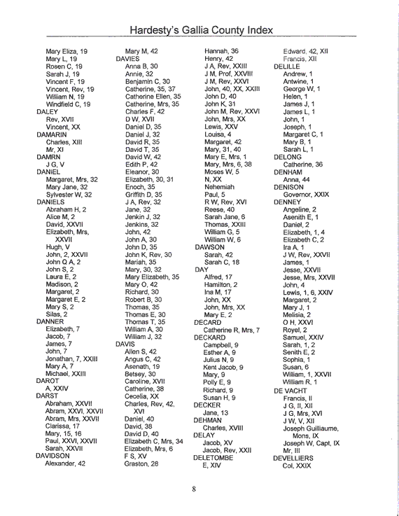 Hardesty Index Dailey-Develliers