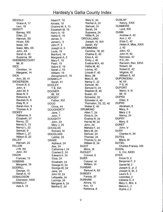 Hardesty Index Devold-Dyer